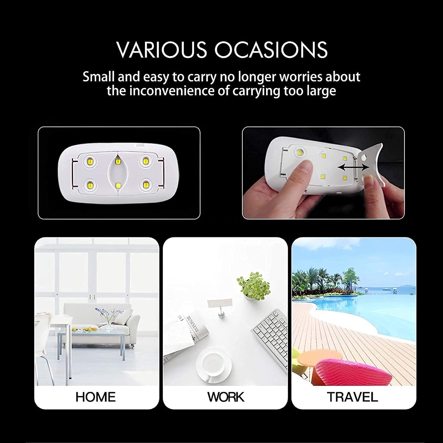 6W LED UV Nail Lamp USB Nail Dryer for Gel Based Polishes Manicure/Pedicure - Sparkling Nailon
