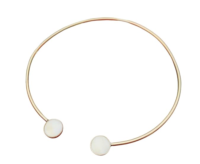 Designer Gold Plated Light weight Hasli Necklace for Women and Girls. (White Resin stone) - Sparkling Nailon