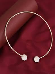 Designer Gold Plated Light weight Hasli Necklace for Women and Girls. (White Resin stone) - Sparkling Nailon