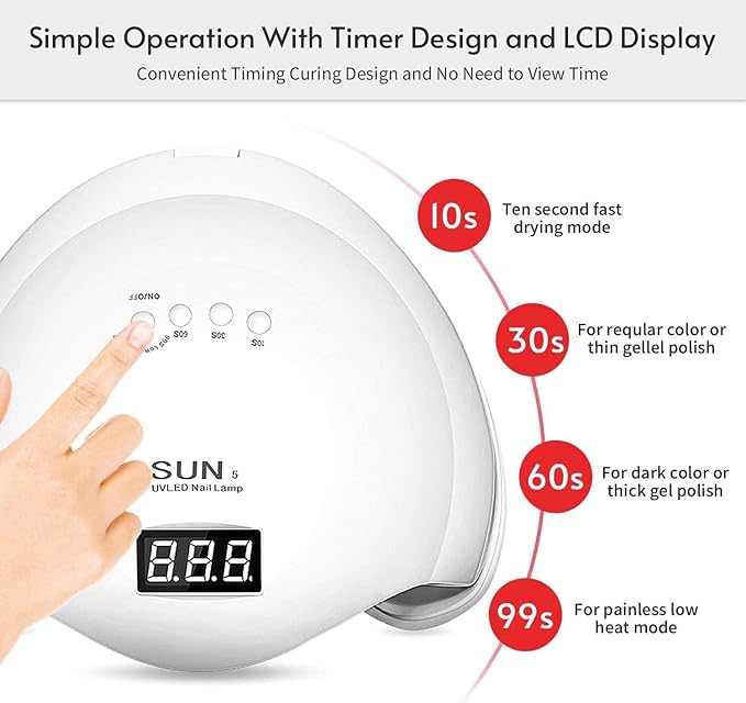 48w 24 LEDs Automatic Sensor LED UV Nail Dryer Nail Curing Nail Art Lamp Manicure Pedicure Tool - Sparkling Nailon