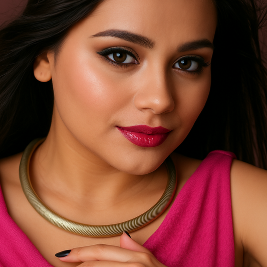 Brass Hasli Necklace for women Choker,  Brass Cuff Necklace (Design line) - Sparkling Nailon