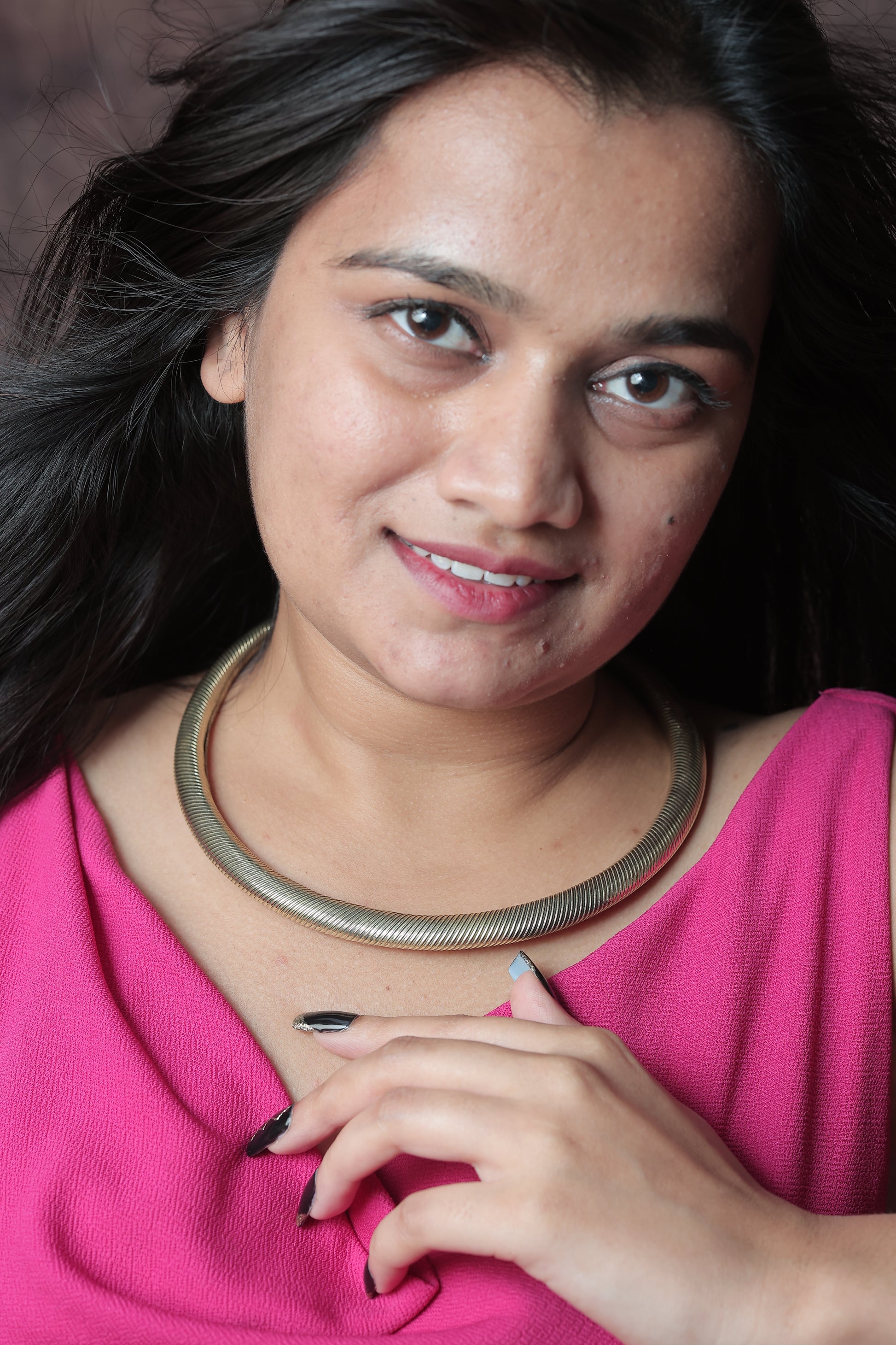 Brass Hasli Necklace for women Choker, Hasli Necklace for women Flexible Brass Choker,Brass Cuff Necklace - Sparkling Nailon
