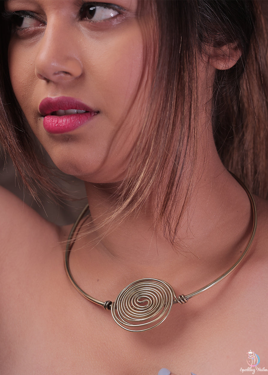 Designer Brass Jewelry Gold plated Hasli designer Handcrafted Choker gold-plated hasli - Sparkling Nailon