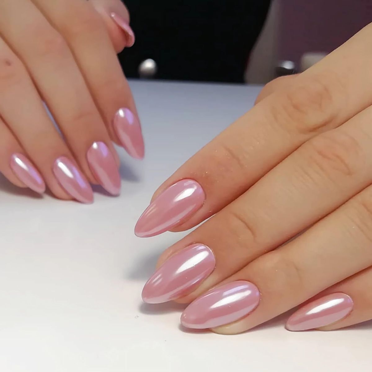 Sparkling Nailon Acrylic Light pink color holographic Press on Nails  Extension 20 Pieces - Sparkling Nailon